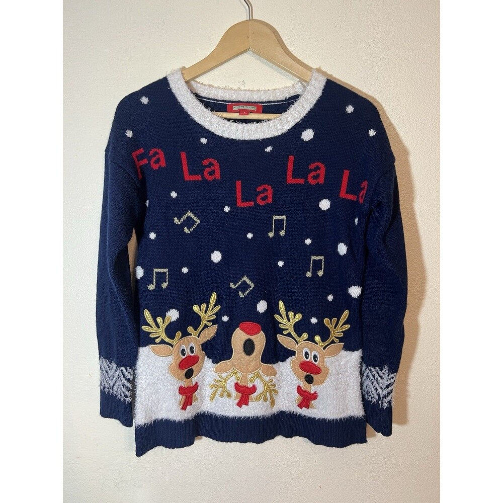 Holiday Traditions Women's Christmas Sweater - Singing Deer - Size Small